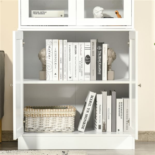 HomCom 15.75-in x 70.25-in x 30-in Composite 4-Shelf White Bookcase with Storage Cabinet