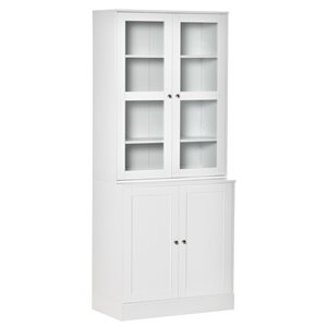 HomCom Composite 4-Shelf White Bookcase with Storage Cabinet