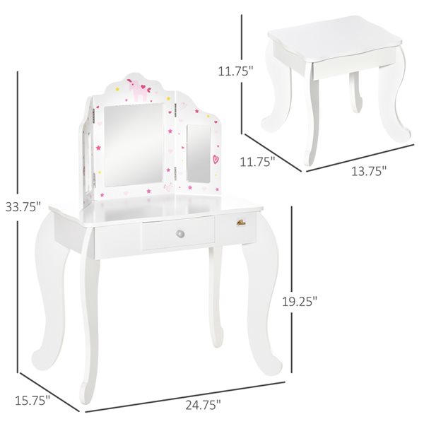 Kids dressing table clearance stool