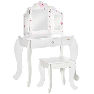 Qaba Kids Vanity Table and Stool