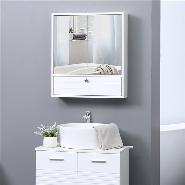 kleankin 21.5-in x 24.5-in Surface White Mirrored Rectangular Medicine ...