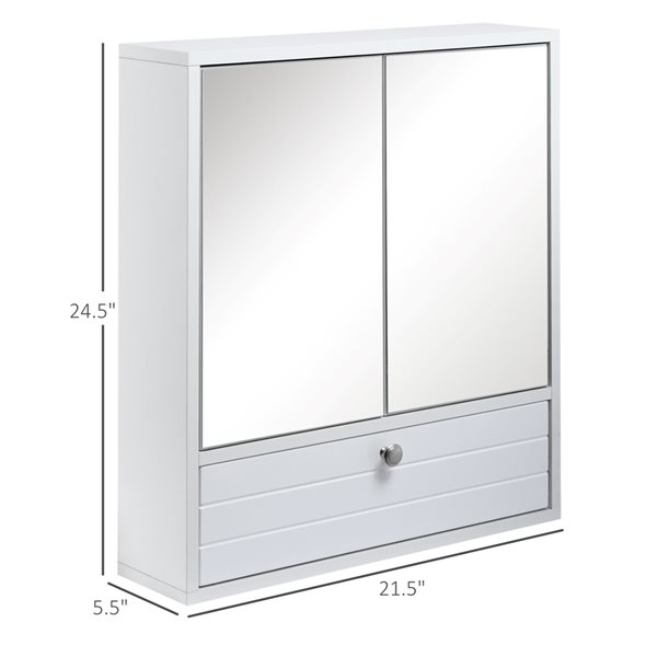 kleankin 21.5-in x 24.5-in Surface White Mirrored Rectangular Medicine Cabinet