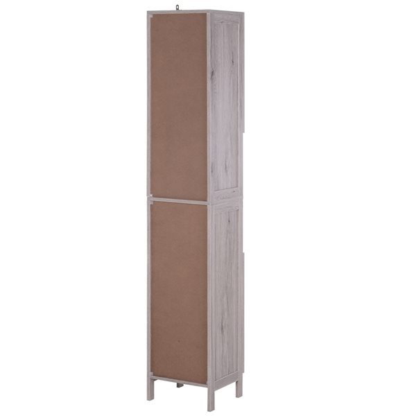 kleankin 12.5-in W x 68-in H x 11.75-in D Grey MDF Freestanding Linen Cabinet