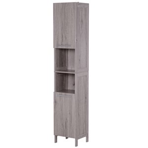 kleankin 12.5-in W x 68-in H x 11.75-in D Grey MDF Freestanding Linen Cabinet