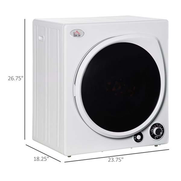 HomCom 1350 W Side Swing Portable Vented White Electric Dryer with 5 Drying Modes