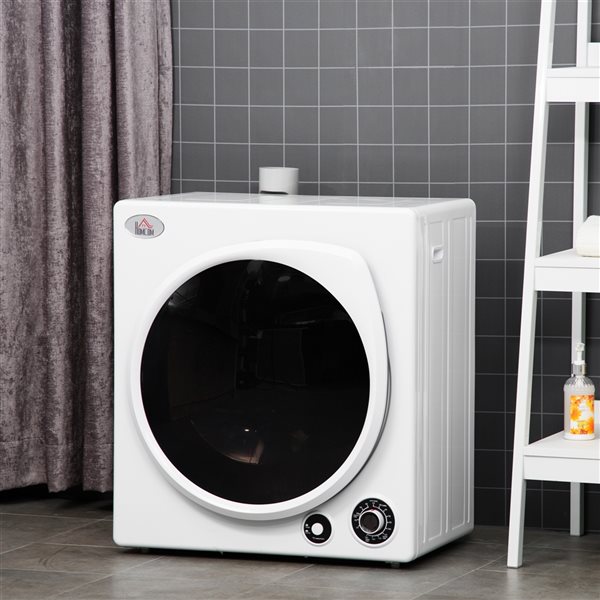 HomCom 1350 W Side Swing Portable Vented White Electric Dryer with 5 Drying Modes