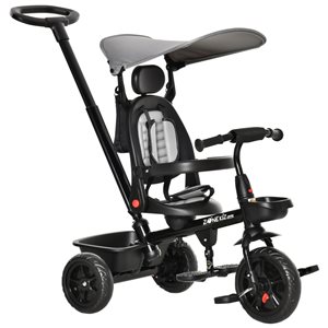 Qaba 4-in-1 Grey Tricycle Push Stroller with Adjustable Seat