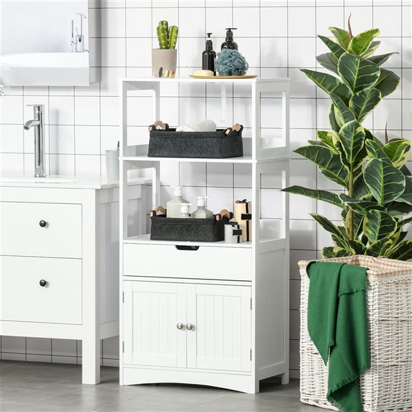 kleankin 23.5-in W x 48.25-in H x 13-in D White MDF Freestanding Linen Cabinet