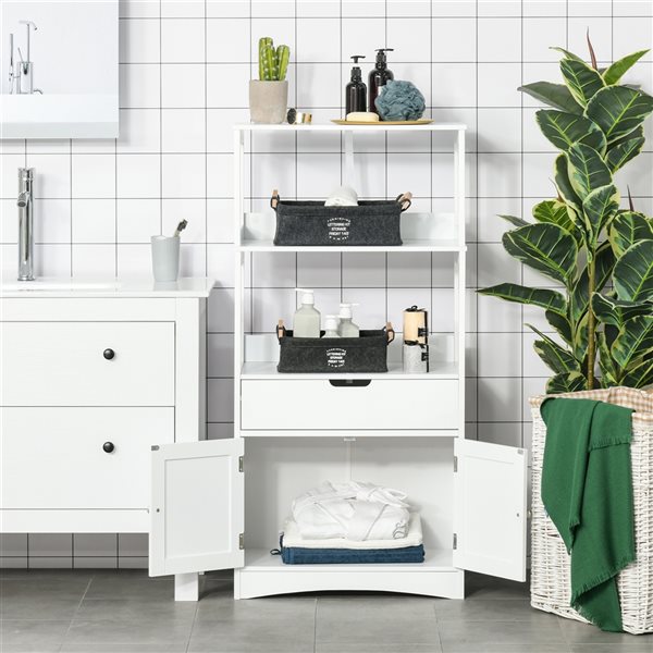 kleankin 23.5-in W x 48.25-in H x 13-in D White MDF Freestanding Linen Cabinet