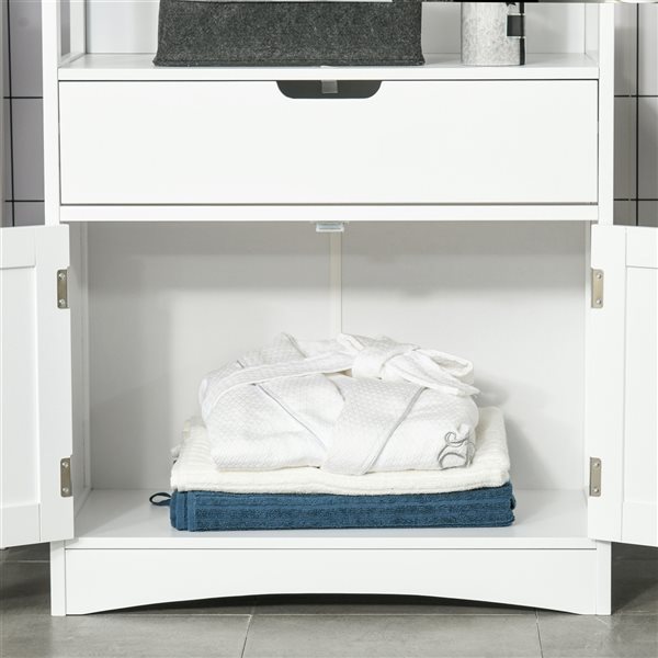 kleankin 23.5-in W x 48.25-in H x 13-in D White MDF Freestanding Linen Cabinet