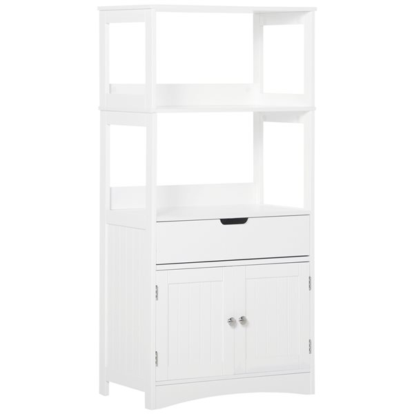 kleankin 23.5-in W x 48.25-in H x 13-in D White MDF Freestanding Linen Cabinet