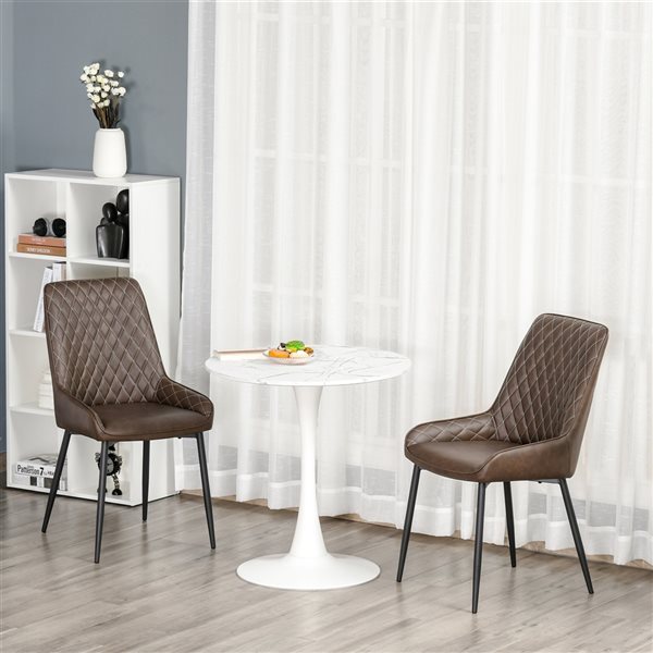 HOMCOM Contemporary Faux Leather Upholstered Side Chairs (Metal Frame) - Set of 2