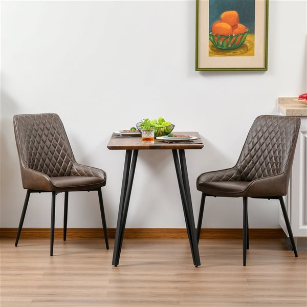HOMCOM Contemporary Faux Leather Upholstered Side Chairs (Metal Frame) - Set of 2