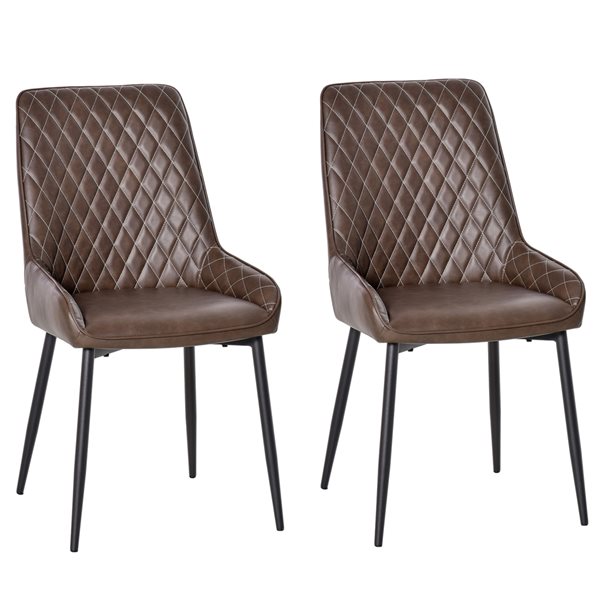 HomCom Contemporary Faux Leather Upholstered Side Chairs (Metal Frame ...