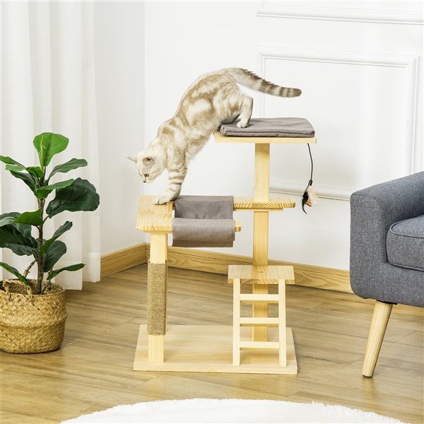 PawHut 25.59-in Brown Polyester Cat Tree