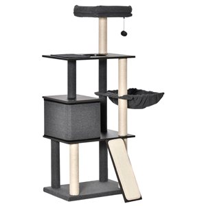PawHut 57.48-in Grey Polyester Cat Tree