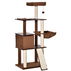 PawHut 57.48-in Brown Polyester Cat Tree
