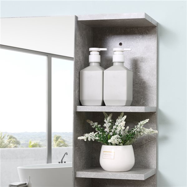 kleankin 31.5-in x 25.25-in Surface Grey Mirrored Rectangular Medicine Cabinet