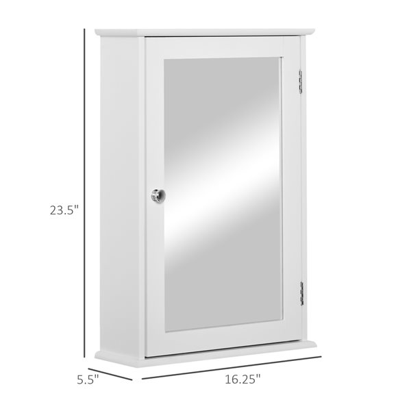 kleankin 16.25-in x 23.5-in Wall-Mounted White Mirrored Rectangular Medicine Cabinet