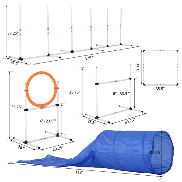 Pawhut Intermediate Dog Park Agility Course Kit - 5-Piece