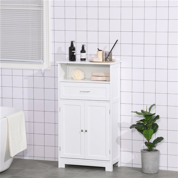 kleankin 23.5-in W x 42.75-in H x 11.75-in D White MDF Freestanding Linen Cabinet