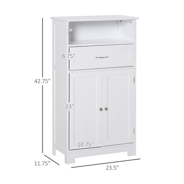 kleankin 23.5-in W x 42.75-in H x 11.75-in D White MDF Freestanding Linen Cabinet