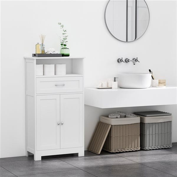 kleankin 23.5-in W x 42.75-in H x 11.75-in D White MDF Freestanding Linen Cabinet