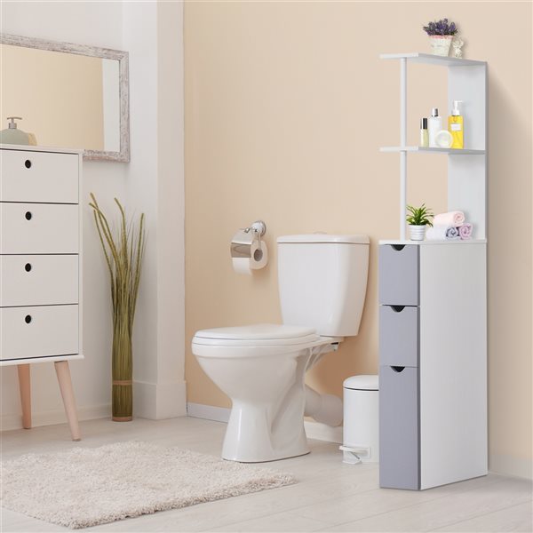 HOMCOM 6-in W x 55-in H x 13-in D White and Grey Composite Freestanding Linen Cabinet