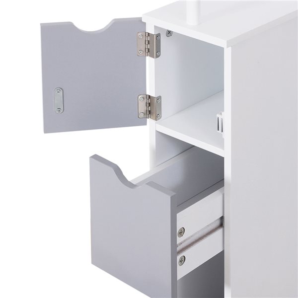 HOMCOM 6-in W x 55-in H x 13-in D White and Grey Composite Freestanding Linen Cabinet