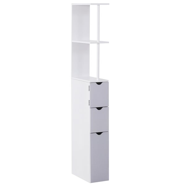 HOMCOM 6-in W x 55-in H x 13-in D White and Grey Composite Freestanding Linen Cabinet