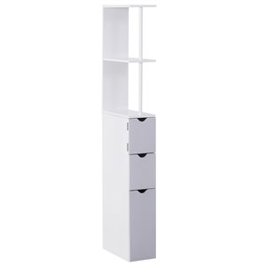 HomCom 6-in W x 55-in H x 13-in D White and Grey Composite Freestanding Linen Cabinet