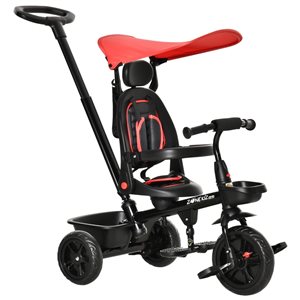 Qaba 4-in-1 Red Tricycle Push Stroller with Adjustable Seat