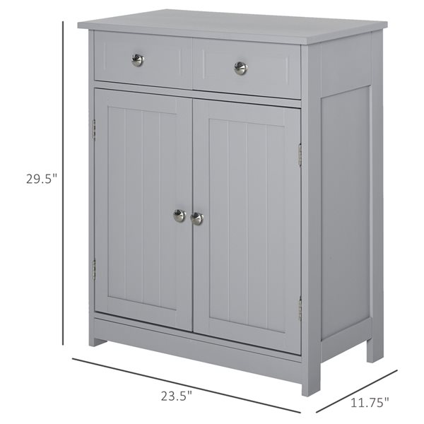 kleankin 23.5-in W x 29.5-in H x 11.75-in D Grey MDF Freestanding Linen Cabinet