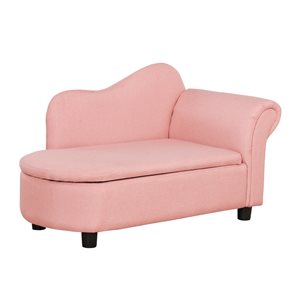 Qaba 19.25-in Pink Upholstered Kids Accent Chair with Storage