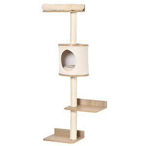 PawHut 58.66-in Off-White Polyester Cat Tree