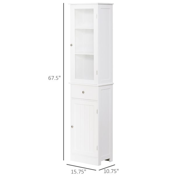 kleankin 15.75-in x 67.5-in x 10.75-in White Composite Freestanding Linen Cabinet