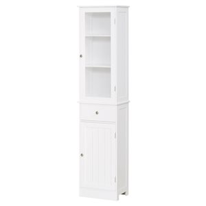 kleankin 15.75-in W x 67.5-in H x 10.75-in D White Composite Freestanding Linen Cabinet