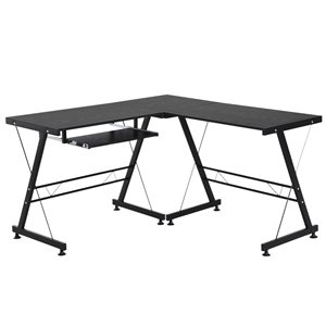 HomCom 19.75-in Black Modern/Contemporary L-Shaped Desk