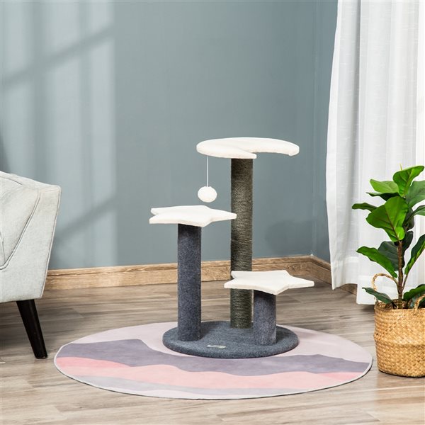 PawHut 29.13-in Grey Polyester Cat Tree