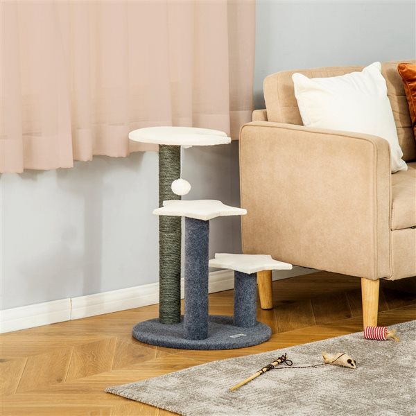 PawHut 29.13-in Grey Polyester Cat Tree