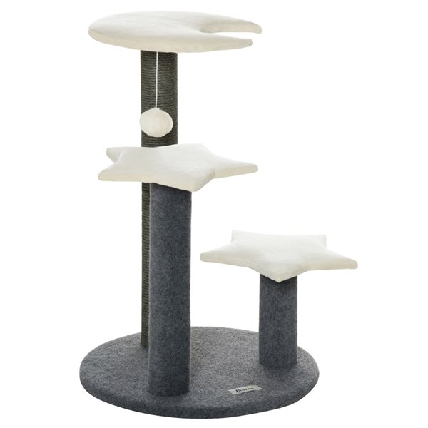 PawHut 29.13-in Grey Polyester Cat Tree