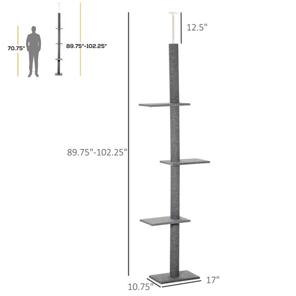 PawHut 102.25-in Grey Cat Tree