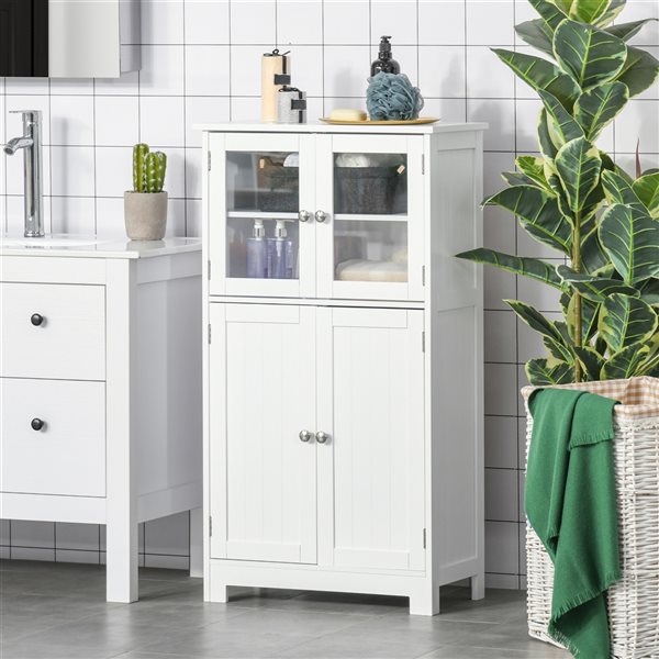 kleankin 23.5-in W x 42.75-in H x 11.75-in D White Composite Freestanding Linen Cabinet