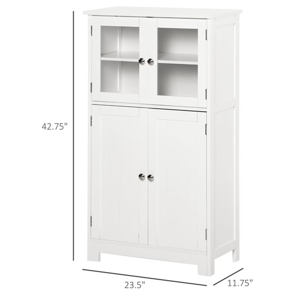 kleankin 23.5-in W x 42.75-in H x 11.75-in D White Composite Freestanding Linen Cabinet