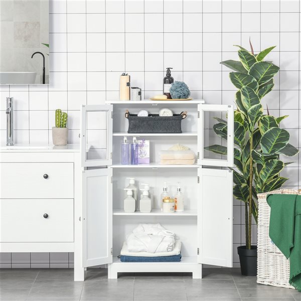 kleankin 23.5-in W x 42.75-in H x 11.75-in D White Composite Freestanding Linen Cabinet