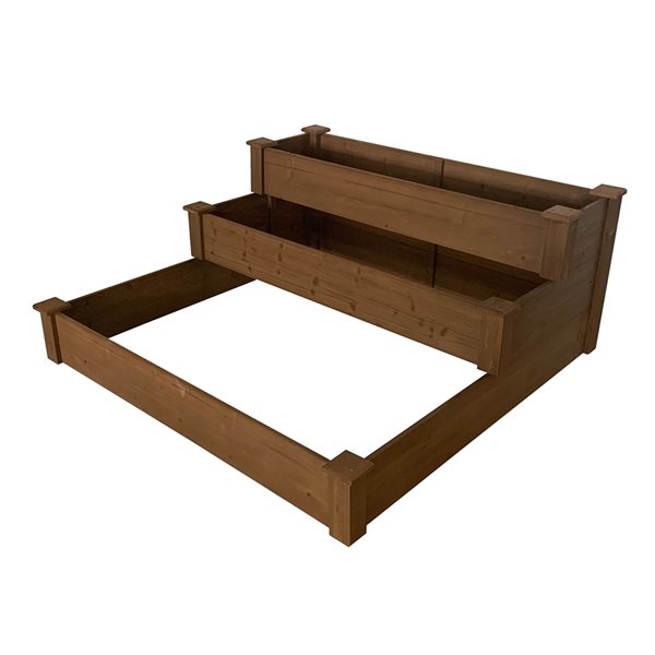 ProYard Decor 48.5-in W x 48.5-in L x 21.75-in H Dark Wood Raised Garden Planter