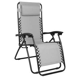 ProYard Decor Black Metal Glider Zero Gravity Chair with Grey Sling Seat