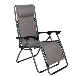 ProYard Decor Black Metal Glider Zero Gravity Chair with Gray Sling Seat