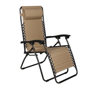 ProYard Decor Black Metal Glider Zero Gravity Chair with Tan Sling Seat