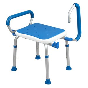 PCP Aluminum/Blue Adjustable Bathroom Safety Seat with Removable Armrests